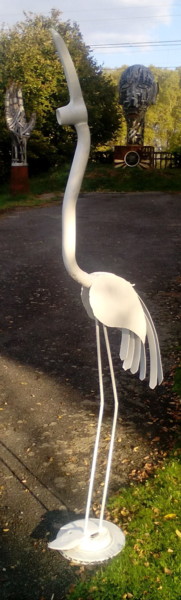 Sculpture intitulée "l'oiseau pioche bla…" par Agostinho Dacunha, Œuvre d'art originale, Métaux