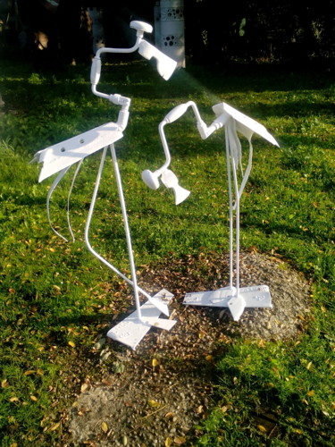 Sculpture titled "Les charmeurs" by Agostinho Dacunha, Original Artwork, Metals