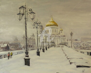 Malarstwo zatytułowany „Зимняя Москва” autorstwa Андрей Гудков, Oryginalna praca, Olej