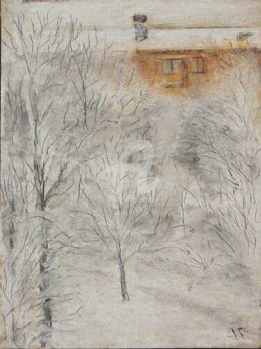 Peinture intitulée "Вид из окна" par Andrei Gudkov, Œuvre d'art originale, Pastel