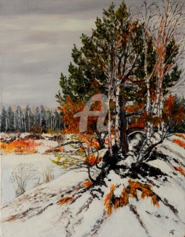 Painting titled "Февраль" by Andrei Gudkov, Original Artwork, Oil
