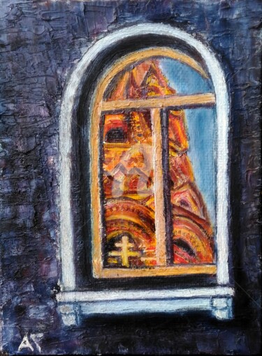 Картина под названием "В окне" - Андрей Гудков, Подлинное произведение искусства, Масло