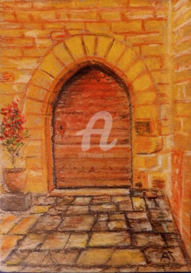 Painting titled "Дверь 3" by Andrei Gudkov, Original Artwork, Pastel