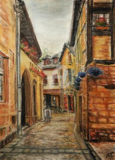 Painting titled "Улочка 2" by Andrei Gudkov, Original Artwork, Pastel