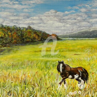 Картина под названием "Конь" - Андрей Гудков, Подлинное произведение искусства, Масло