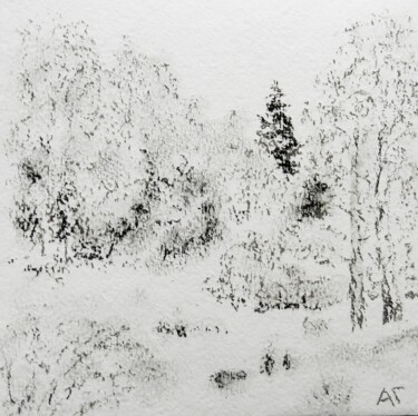 Рисунок под названием "Мороз" - Андрей Гудков, Подлинное произведение искусства, Древесный уголь