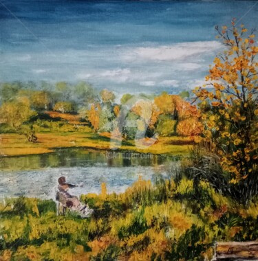 Pintura titulada "Осень на берегу" por Andrei Gudkov, Obra de arte original, Oleo