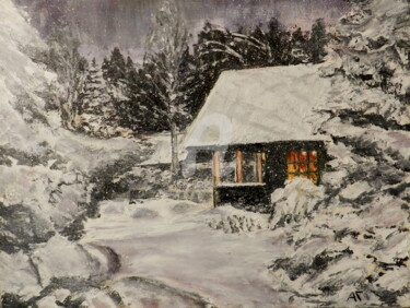 Картина под названием "Снегопад" - Андрей Гудков, Подлинное произведение искусства, Масло