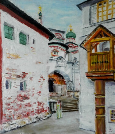 Peinture intitulée "В монастыре" par Andrei Gudkov, Œuvre d'art originale, Huile