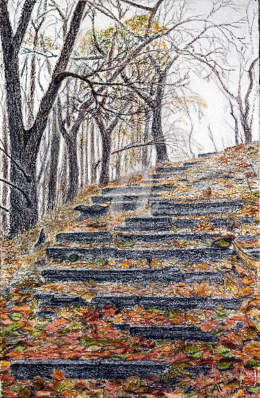 Картина под названием "Лестница" - Андрей Гудков, Подлинное произведение искусства