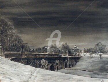Картина под названием "Зимний Вечер." - Андрей Гудков, Подлинное произведение искусства