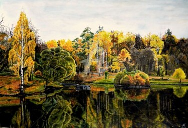 Картина под названием "Осень в Царицино" - Андрей Гудков, Подлинное произведение искусства, Акварель