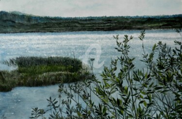 Картина под названием "Нарские пруды" - Андрей Гудков, Подлинное произведение искусства, Акварель