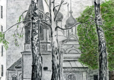 Schilderij getiteld "Церковь на Большой…" door Andrei Gudkov, Origineel Kunstwerk, Pastel
