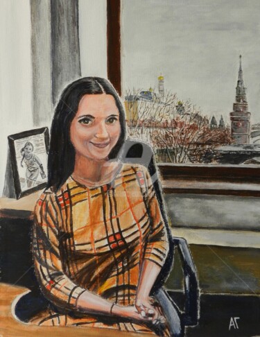 Malerei mit dem Titel "Портрет Ирины" von Andrei Gudkov, Original-Kunstwerk, Tempera