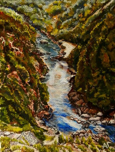 Картина под названием "Горная Речка" - Андрей Гудков, Подлинное произведение искусства, Темпера