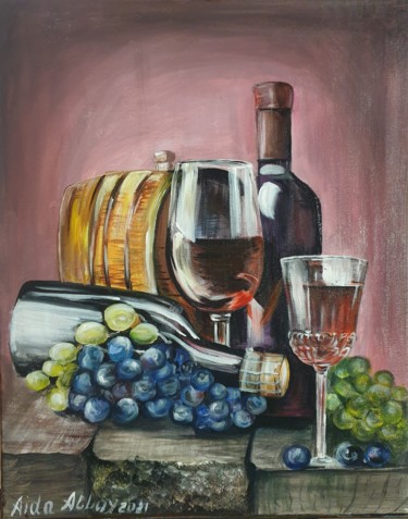 Painting titled "Fête du vin" by Alla Hryshchuk (Aida Allay), Original Artwork, Acrylic