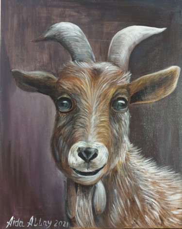 Peinture intitulée "Chèvre" par Alla Hryshchuk (Aida Allay), Œuvre d'art originale, Acrylique