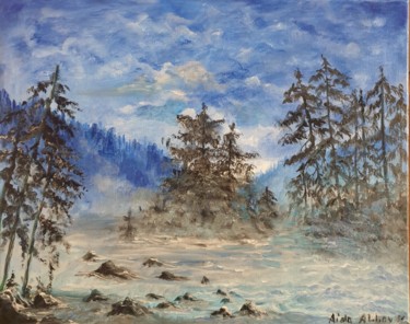 Painting titled "Janvier à la Montag…" by Alla Hryshchuk (Aida Allay), Original Artwork, Acrylic