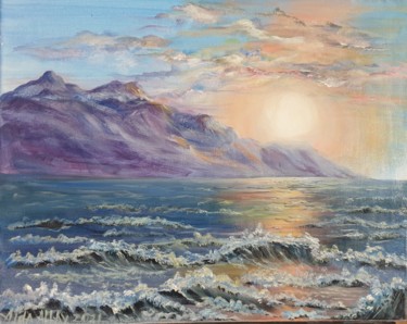 Painting titled "Mer et montagnes" by Alla Hryshchuk (Aida Allay), Original Artwork, Acrylic