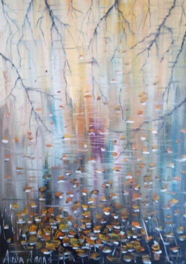 Painting titled "Pluie d'automne" by Alla Hryshchuk (Aida Allay), Original Artwork, Oil