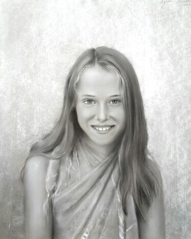 Malerei mit dem Titel "portrait of young g…" von Andrea Muceku, Original-Kunstwerk, Pastell