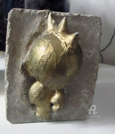 Sculpture intitulée "Golden rock" par A Guerard, Œuvre d'art originale, Pierre