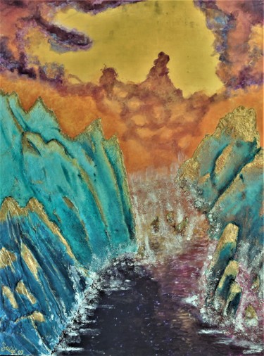 Peinture intitulée "Le gouffre marin" par Arnaud Guibé, Œuvre d'art originale, Acrylique
