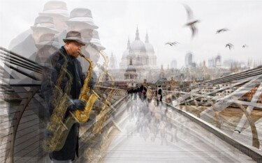 "Saxo" Millennium Bridge - London Fotografía titulada ""Saxo" Millennium B…" por Aguilarbordes, Obra de arte original, Fotografía digital Montado en Aluminio