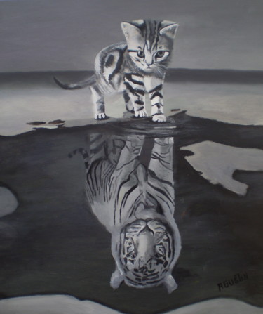 「catgris.jpg」というタイトルの絵画 Agustinによって, オリジナルのアートワーク, オイル