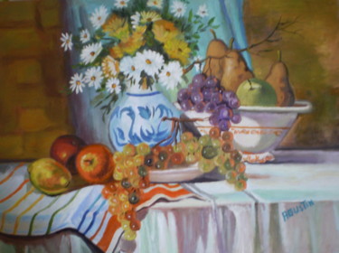 Pintura titulada "flores-y-frutas.jpg" por Agustin, Obra de arte original, Oleo