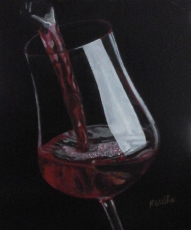 Peinture intitulée "copa-de-vino-tinto.…" par Agustin, Œuvre d'art originale, Huile