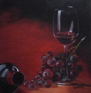 Schilderij getiteld "copa-de-vino-y-uva.…" door Agustin, Origineel Kunstwerk, Olie