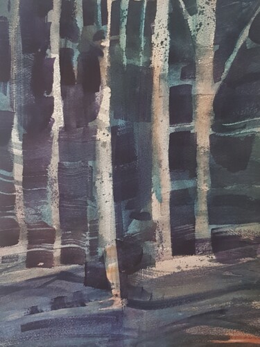 Painting titled "The dark forest." by Agus Vaquero, Original Artwork, Watercolor