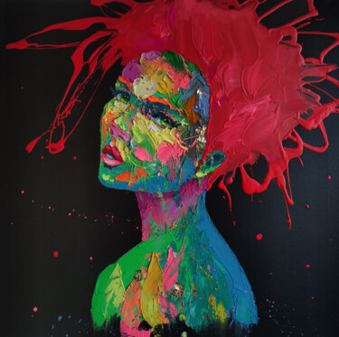 Peinture intitulée "Red hair" par Agusil, Œuvre d'art originale, Huile Monté sur Châssis en bois