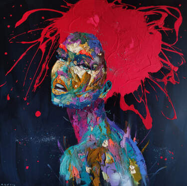 Картина под названием "Red passion" - Agusil, Подлинное произведение искусства, Масло Установлен на Деревянная рама для носи…