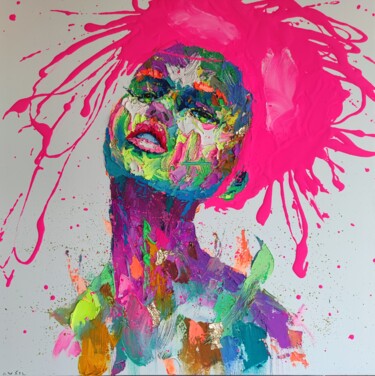 Картина под названием "Pink foam" - Agusil, Подлинное произведение искусства, Масло Установлен на Деревянная рама для носилок