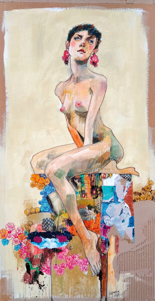 绘画 标题为“Mariela” 由Agustín García-Espina Martínez, 原创艺术品, 丙烯 安装在木板上