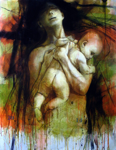 Painting titled "serie-madres-120x90…" by Agustin Rojas Baca, Original Artwork