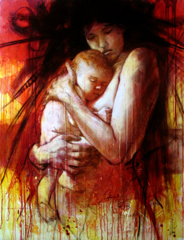 Pintura titulada "serie-madres-120x90…" por Agustin Rojas Baca, Obra de arte original
