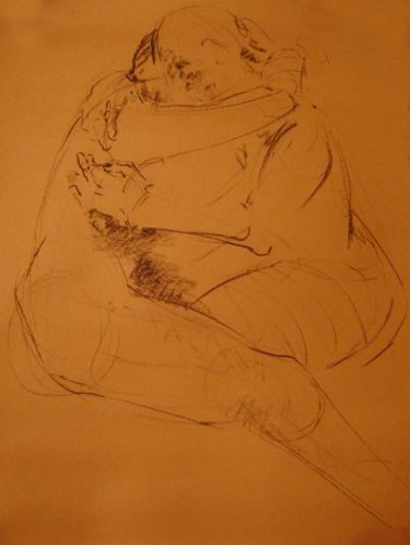 Dibujo titulada "Abrazo en el taller" por Agustina Piacentini, Obra de arte original