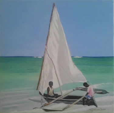 Painting titled "Another day in Ocea…" by A.Gökhan Yaşar, Original Artwork, Oil Mounted on Wood Stretcher frame