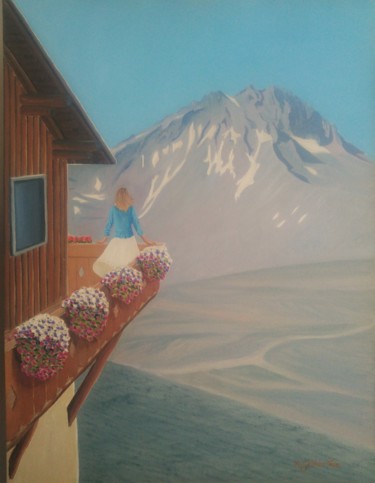 Pintura titulada "Watching at the hig…" por A.Gökhan Yaşar, Obra de arte original, Oleo Montado en Bastidor de camilla de ma…