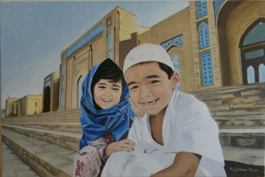 "Children of Bukhara" başlıklı Tablo A.Gökhan Yaşar tarafından, Orijinal sanat, Petrol Ahşap Sedye çerçevesi üzerine monte e…