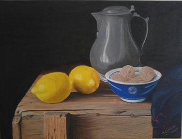 Картина под названием "Still Life- Lemon,J…" - A.Gökhan Yaşar, Подлинное произведение искусства, Масло Установлен на Деревян…