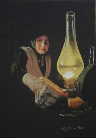 Painting titled "Light for living" by A.Gökhan Yaşar, Original Artwork, Oil Mounted on Wood Stretcher frame