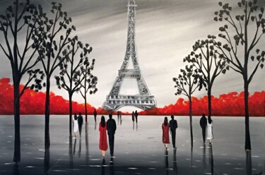 Painting titled "memories-of-paris.j…" by Aisha Haider, Original Artwork, Acrylic