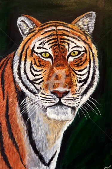 Painting titled "wise-tiger.jpg" by Aisha Haider, Original Artwork, Acrylic