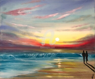 Painting titled "as the sun sets" by Aisha Haider, Original Artwork, Acrylic