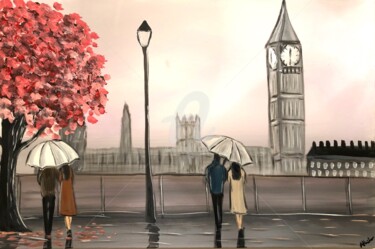 Картина под названием "London blossom tree" - Aisha Haider, Подлинное произведение искусства, Акрил